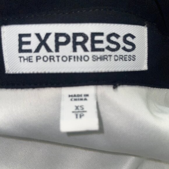 Express Women's Portofino Black White Striped Shirt Dress Roll Tab Sleeve XS - Picture 13 of 16